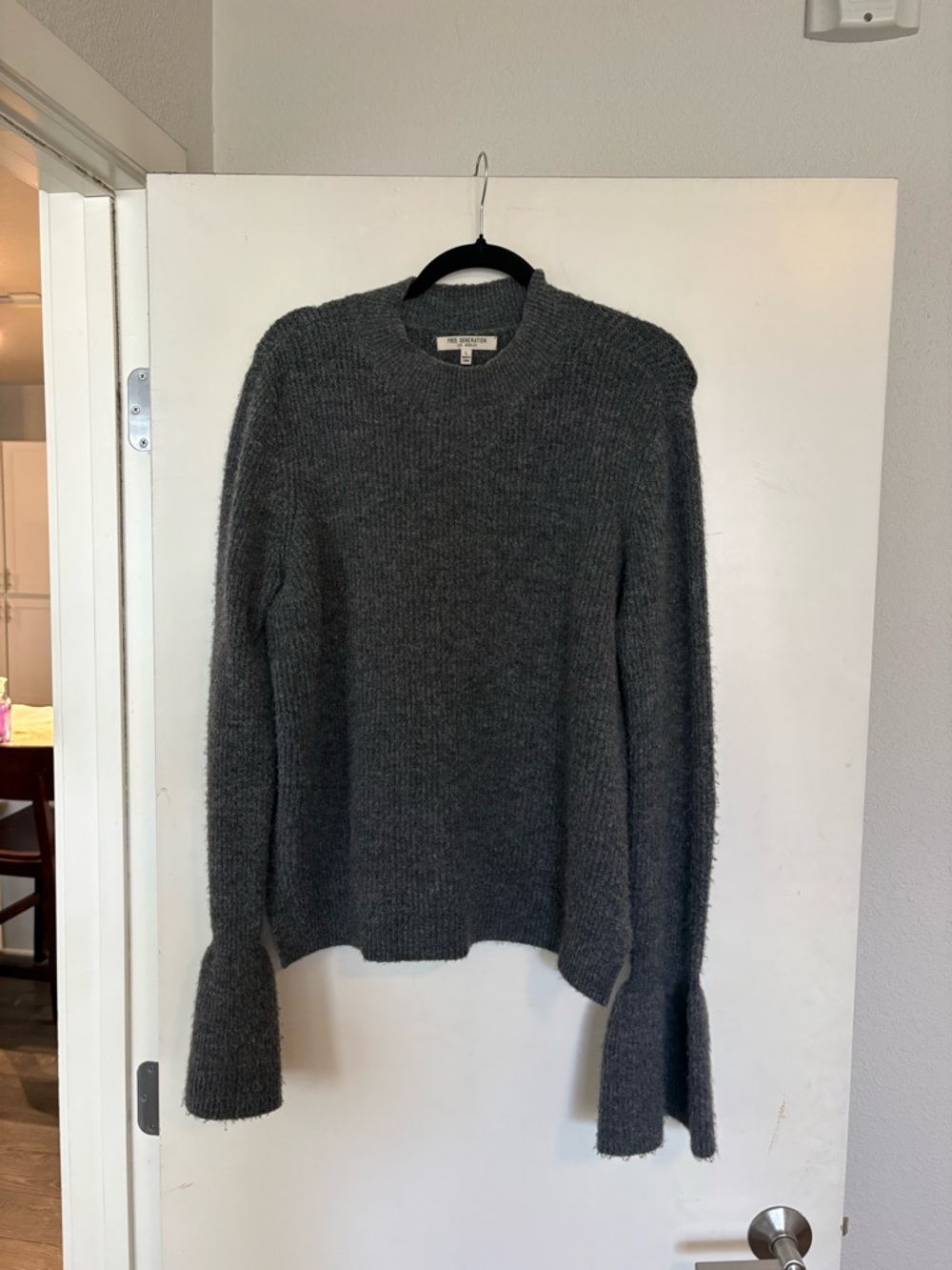 Free Generation Grey Crewneck Wool-Blend Sweater
